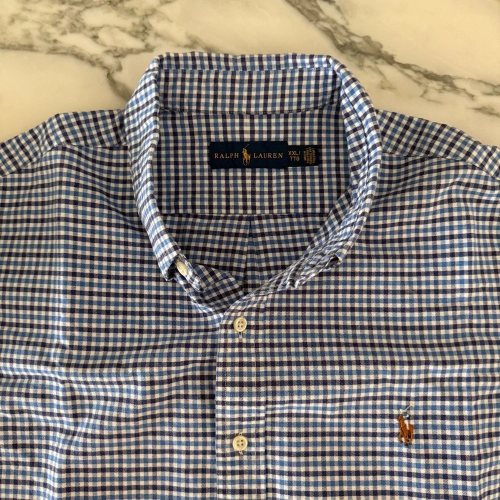Polo Ralph Lauren Cotton Men's Blue criscross long sleeve shirt size XXL